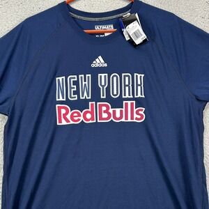 New York Red Bulls T-Shirt Tee Mens XL Blue Major League Soccer Short Adidas NEW
